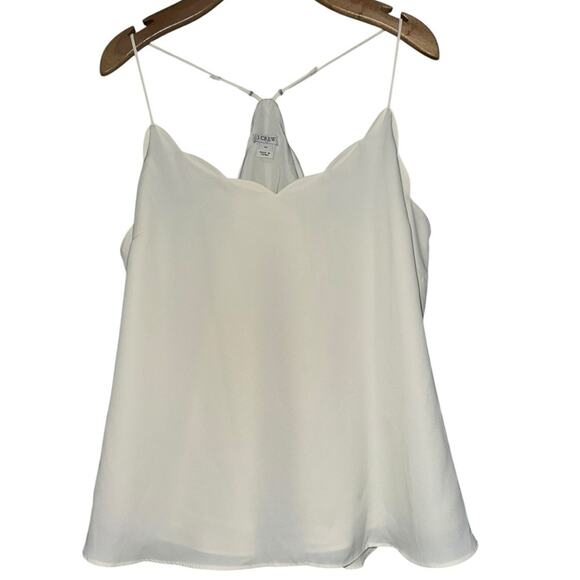 J. Crew Women’s 14 Cream Ivory Spaghetti Strap Scalloped Layering Cami Tank Top - Picture 1 of 7